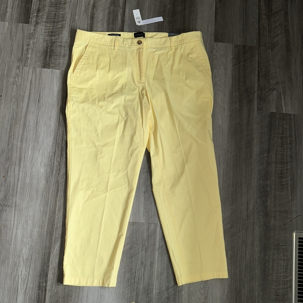 NEW Talbots 16 Petite relaxed chino pants women’s yellow below waist ankle $90 - Picture 2 of 8